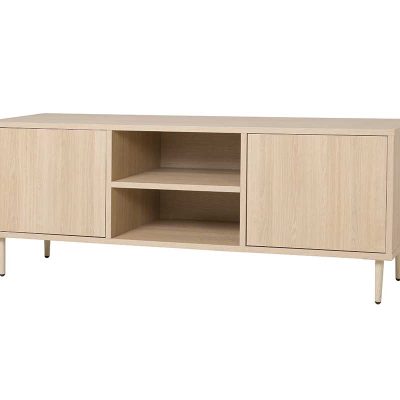 MUEBLE TV 2 PUERTAS + 2 HUECOS. MELAMINA ROBLE 19mm (4 PATAS MADERA 15 cm ROBLE)MUEBLE TV 2 PUERTAS + 2 HUECOS. MELAMINA ROBLE 19mm (4 PATAS MADERA 15 cm ROBLE)