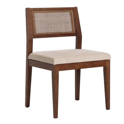 SILLA CUBA MADERA, REJILLA CANNAGE PINTADO. 88*48*56 CM. COLOR: NOGAL. TELA ASIENTO LIDO Nº 6 (BEIGE) - Imagen 5